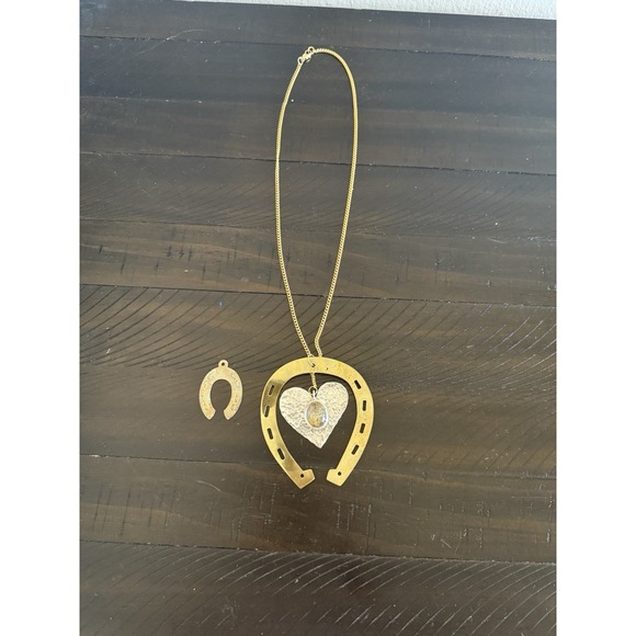 Hand Made Horseshoe Necklace Gold&Silver Colour & Pendant‎ - Picture 2 of 8